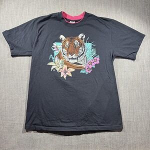 Vintage Tiger Shirt Mens XL Black LA Sportswear 1991 Graphic Made USA 90s